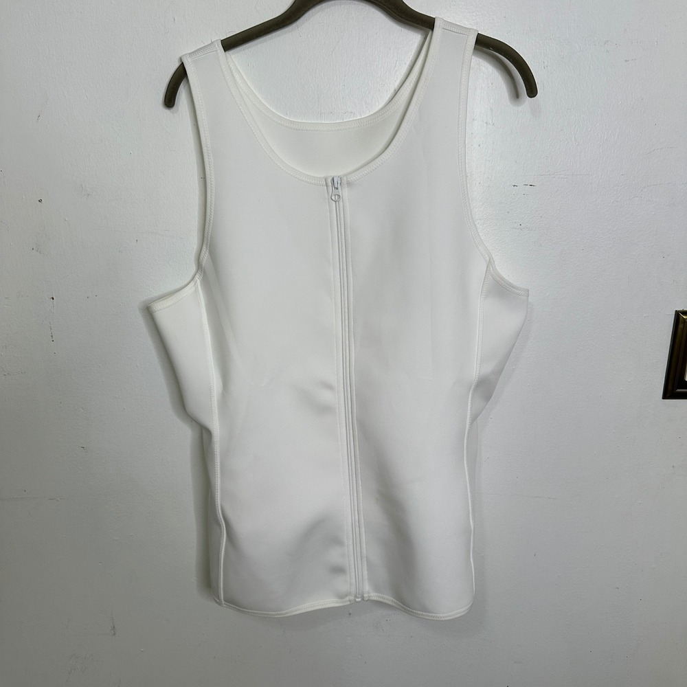 Mens White Compression Tank Top Body Shaper Hook Eye Closure AD6044 3XL READ